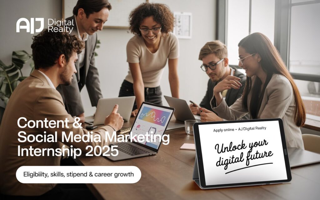 Content & Social Media Marketing Internship 2025 at AJ Digital Realty: Apply Online – Eligibility, Skills, Stipend & Career Growth