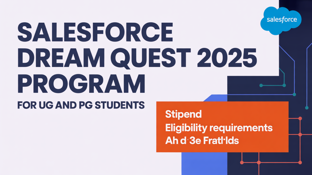 Salesforce Dream Quest 2025 Program for UG and PG Students [Stipend, Eligibility Requirements] Apply by November 30.