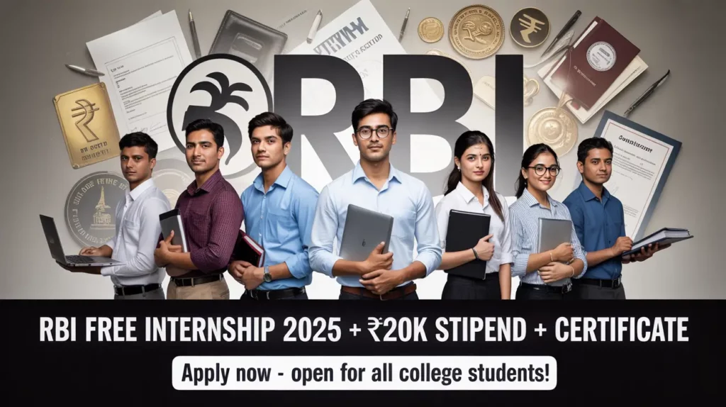 RBI FREE Internship 2025 | Stipend ₹20K Month + FREE Certificate for All Students Apply by 6 Nov!