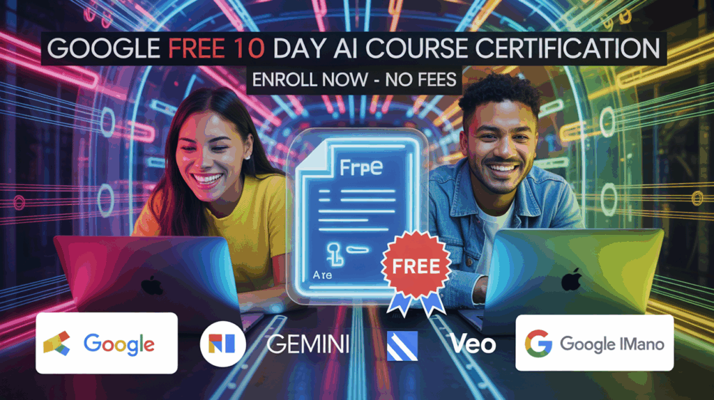 Google Free Online 10 Days Ai Course for everyone Get Free certificate NO Exam, Nov 27 - Dec 7 2025