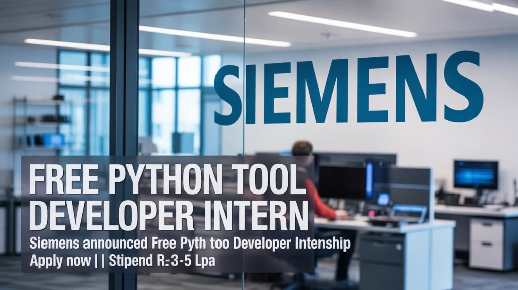 Siemens Announced Free Python Tool Developer Internship - Apply Now | Stipend Rs. ₹3-5 LPA Apply  ASAP!