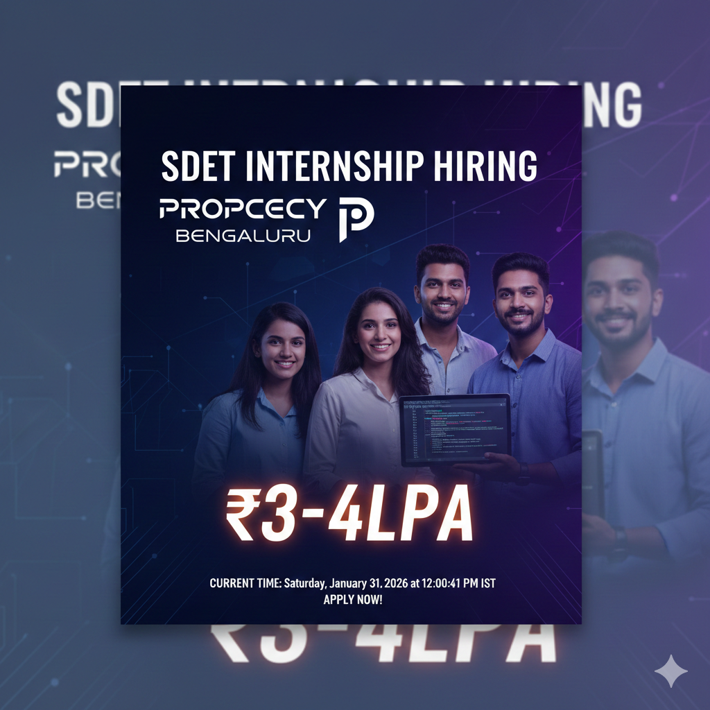 SDET Internship Hiring at Prophecy Bengaluru | Salary Rs. ₹3-4LPA, 6 Months | Apply Now