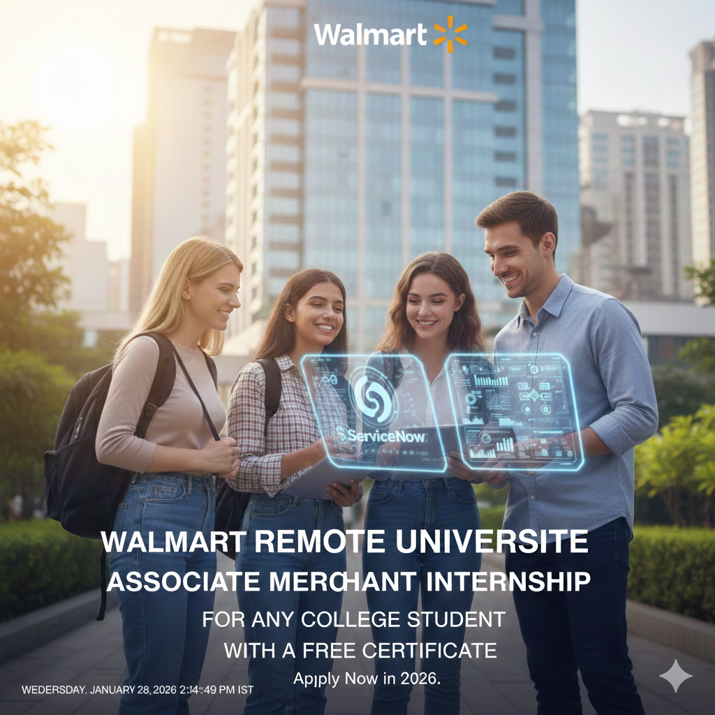 Walmart Offers a Remote Associate Merchant Internship for Any College Student with a Free Certificate. Apply Now in 2026
