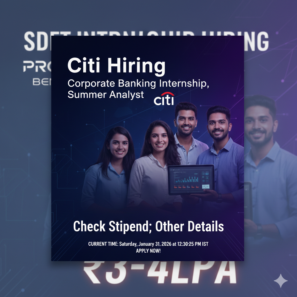 Citi Hiring Corporate Banking Internship, Summer Analyst,  Check Stipend; Other Details, India – APAC, 2026