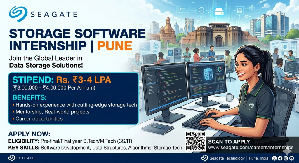 Storage Software Internship at Seagate Pune | Stipend Rs. ₹3-4LPA (System Integration) Apply!